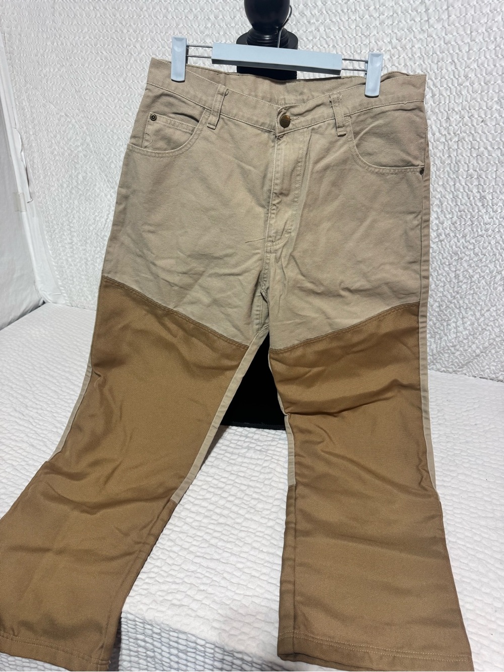 Men's Two-Tone Cargo Work Pants - Tan & Brown